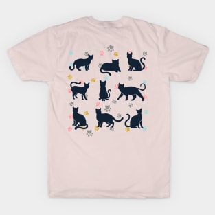 black cat and her tracks T-Shirt